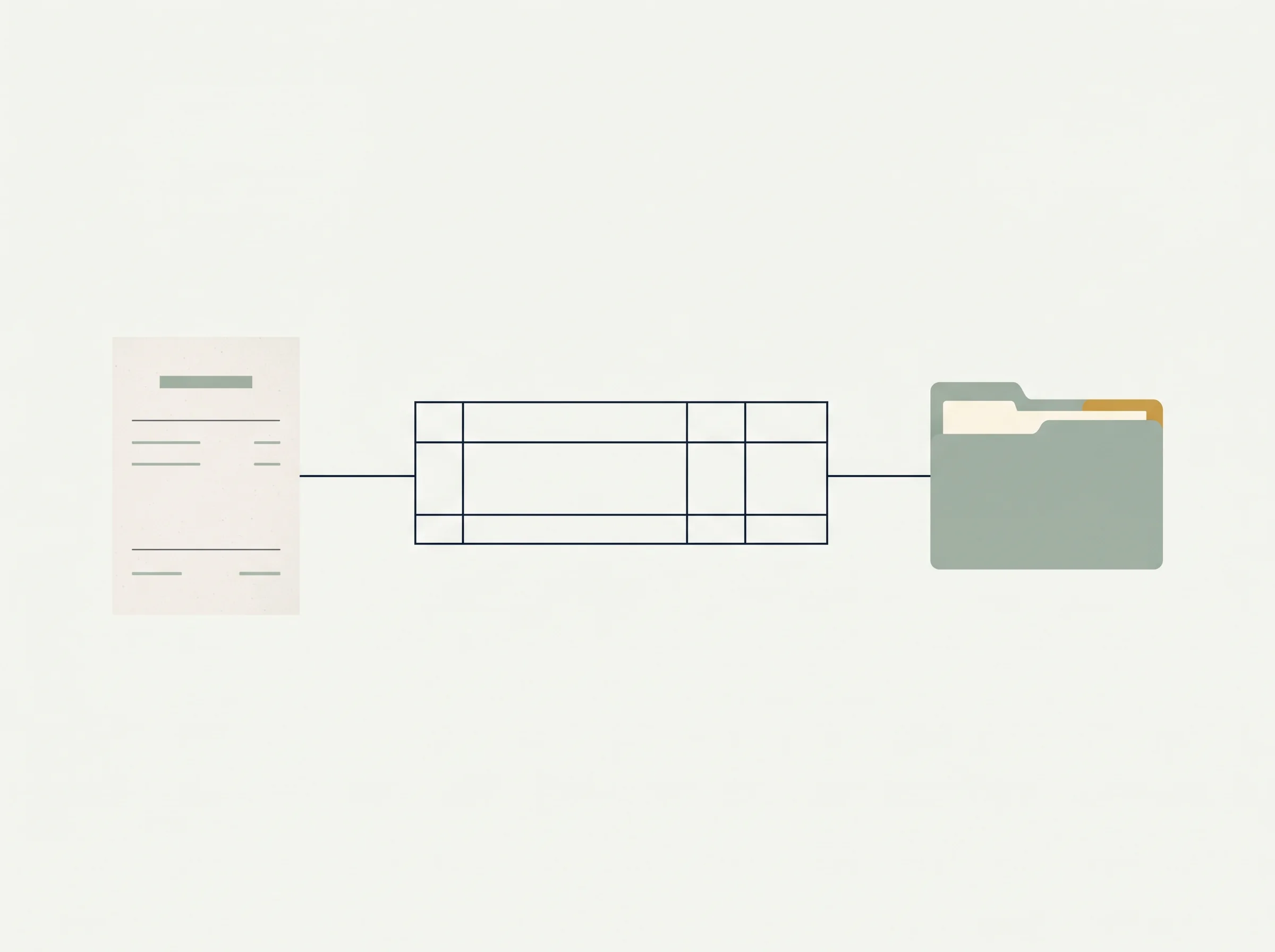 AI-generated illustration of a business expense entry connected to its matching receipt file